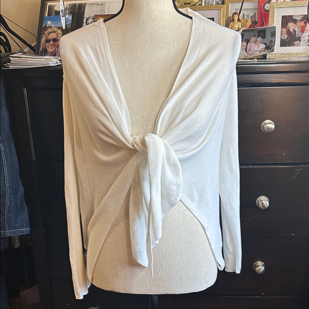 Banana Republic Elegant White Tie-Front Top cover up